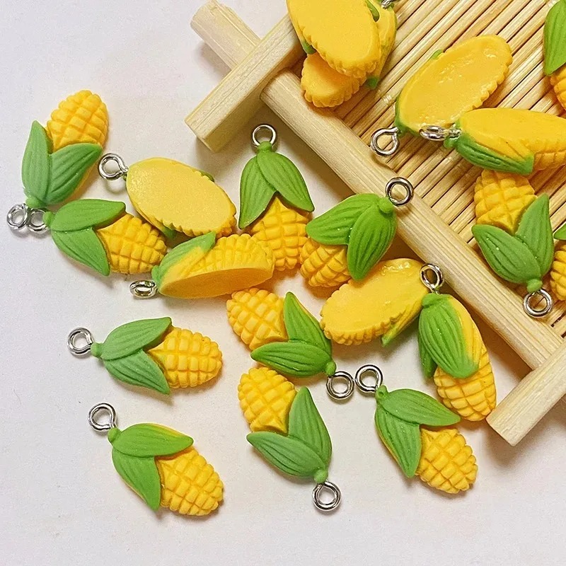 Resin Crafts Diy - 20 Stück lustige Mini-Mais-Gemüse-Harzanhänger, künstliche Lebensmittelanhänger,
