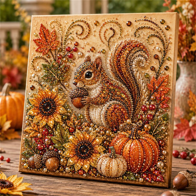 Resin Craft For Beginners - Herbst-Diamantperlen-Malset, Herbst-Perlenkunst-Set für Erwachsene, Wald-Motiv, Anfängerfreundliches