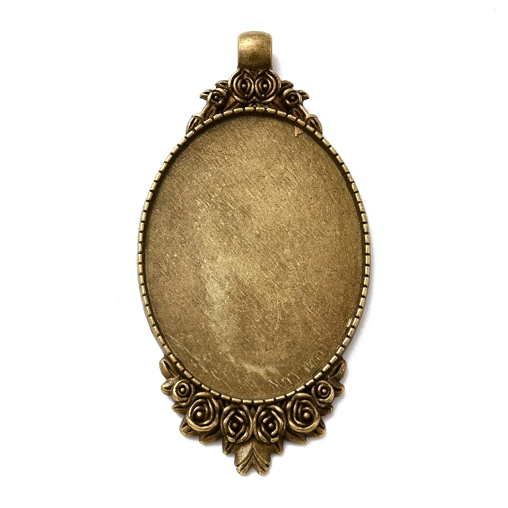 Bezels Set Pendant - 10 Stück Vintage-Stil Legierung Geschnitzter Rosen-Anhänger