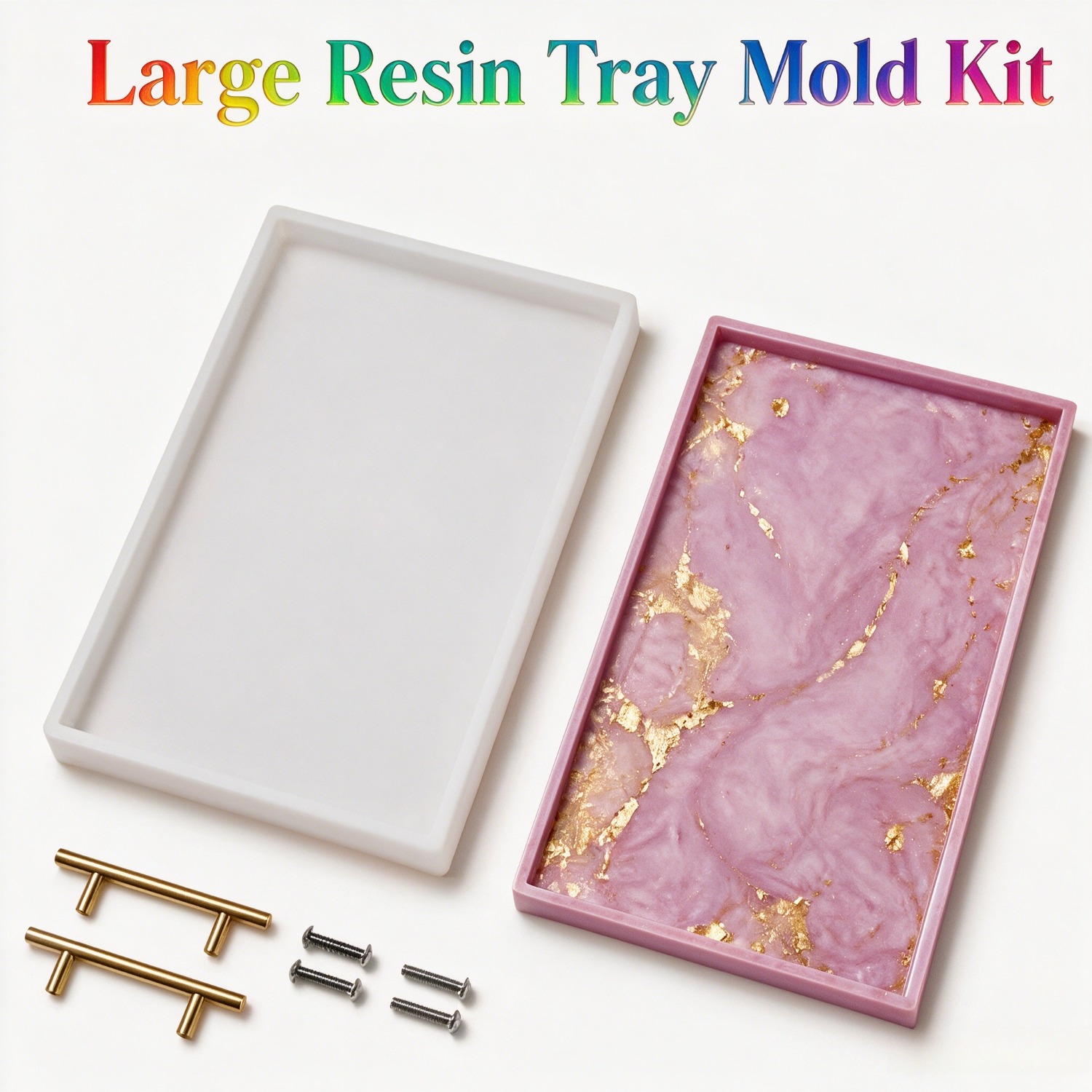 Silicone Mold Tray - Harz-Silikonformen, 2D-Flachplatten-Großformat-Tiefenformen mit Griffen für rechteckiges