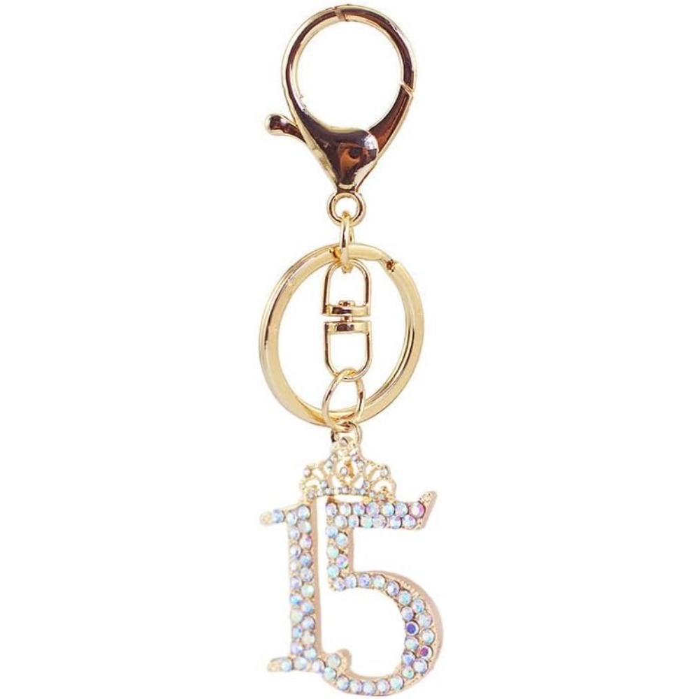 Resin Glitter Pack - Glitzernder Nummer 15 Strass-Autoschlüsselanhänger mit Geschenkverpackung