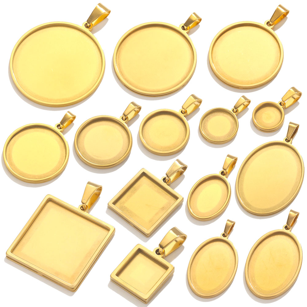 Bezels Set Pendant - 5 Stück Edelstahl Anhänger Cabochon Basis