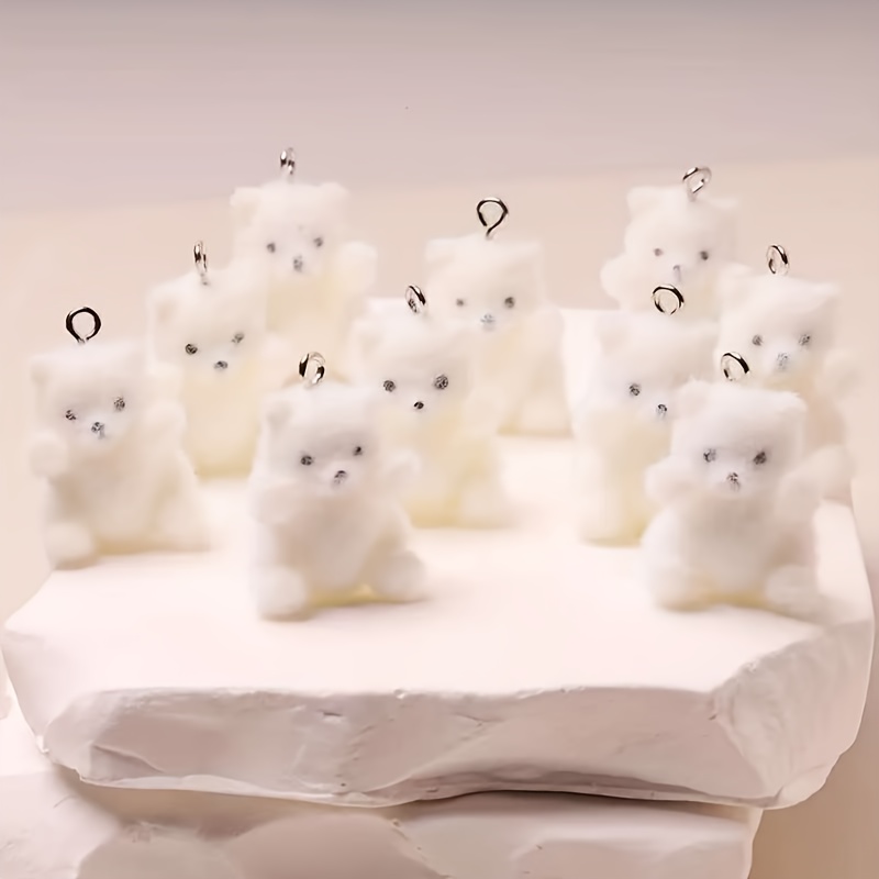 Resin Crafts Diy - 6 Stück Eisbär-Harzanhänger, Weihnachts-Eis-Schnee-Thema, DIY-Zubehör für