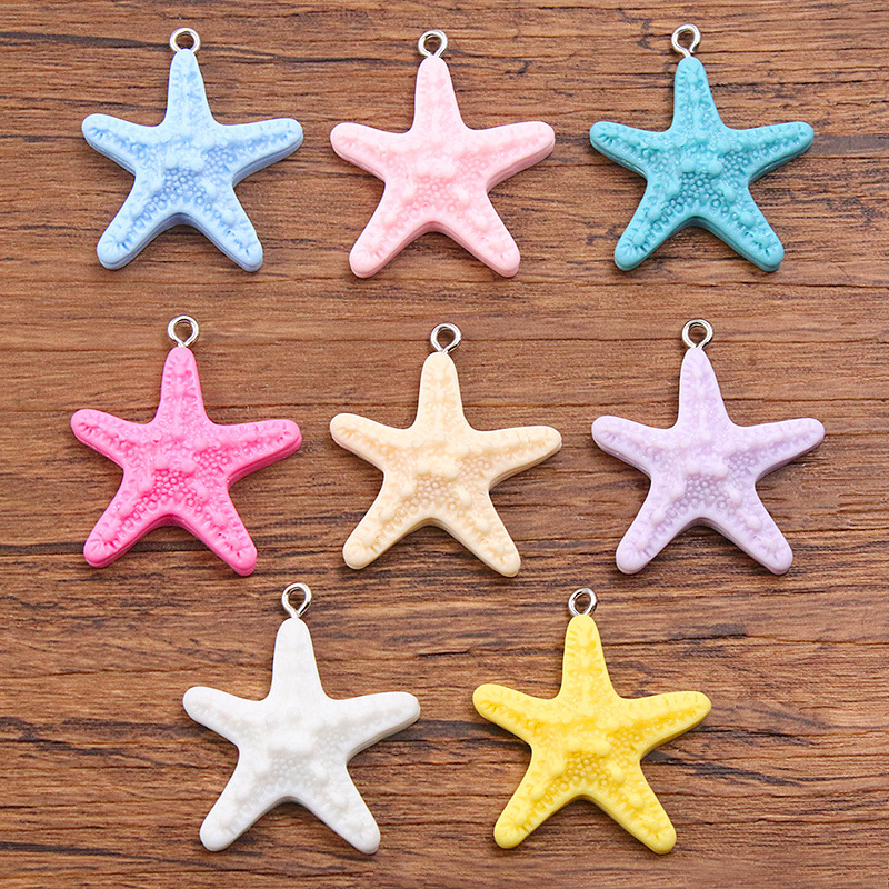 Resin Crafts Diy - 10 Stück Dopamin-farbene Seestern-Harzanhänger, Ozean-Anhänger, DIY-Zubehör