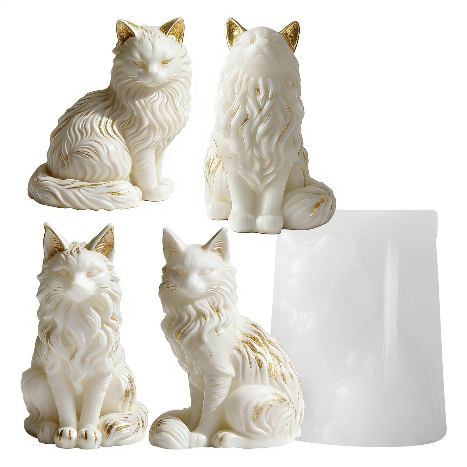 Resin Craft Workshop - Katzen-Harzform | Sitzende Katzenfigur aus Beton