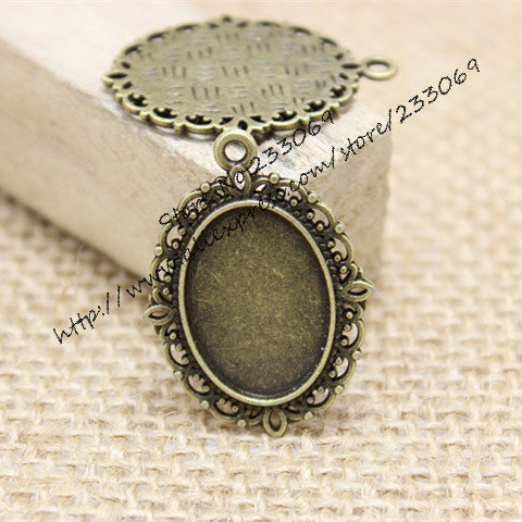 Bezels Set Pendant - 40 teile/los Antike bronze legierung 22*30mm
