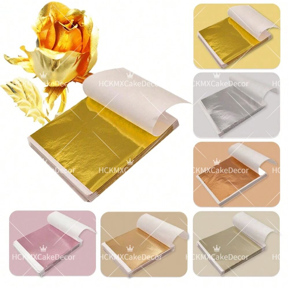 Gold Foil Flakes - 100 Stück Imitations-Goldfolienblätter Mehrfarbige Metallfolie für