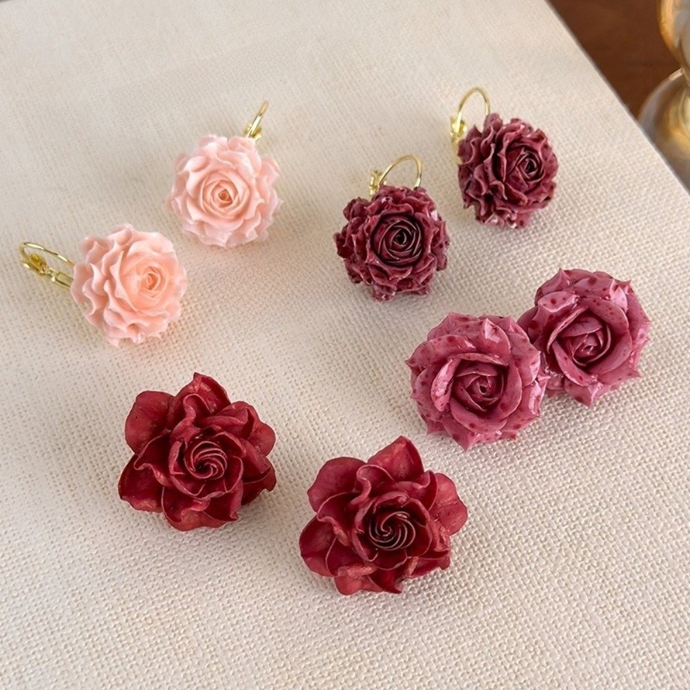 Flower Preservation Resin - Süße Künstliche Rosen-Ohrringe aus Harz, Retro