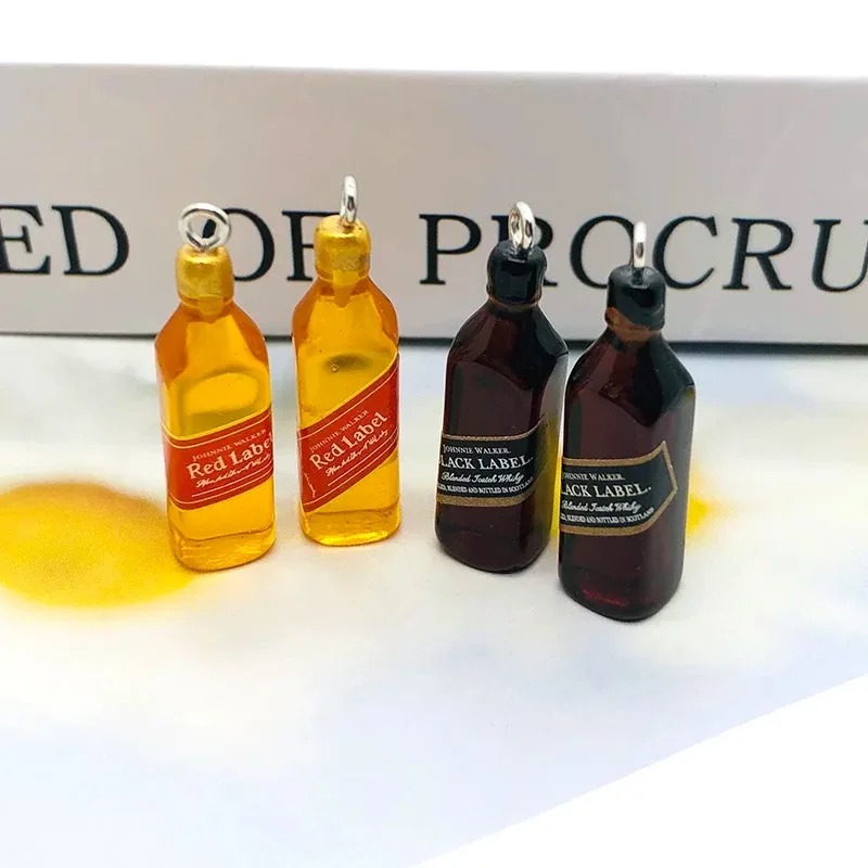 Resin Crafts Diy - 10 Stück kleine Weinbar-Flaschen-Harzanhänger, DIY-Ohrring-Zubehör, Mini-Anhänger