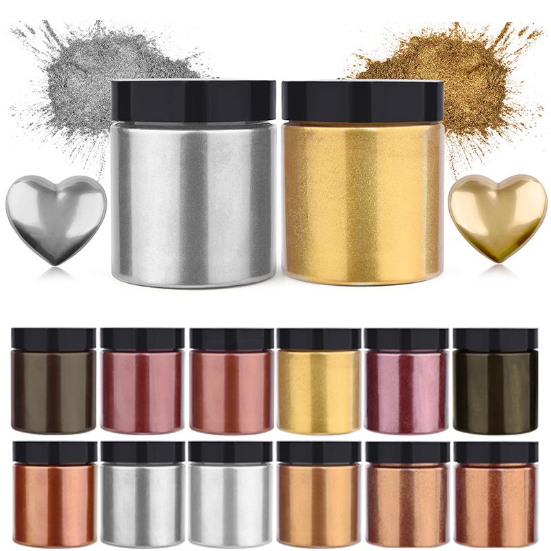 Resin Pigment Set - 50g Schimmer Metallic Gold Silber Farbe
