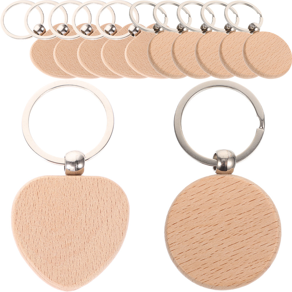 Wood Ring Blank - 12 Stück Holz-Schlüsselanhänger-Rohlinge, glatt, leicht, robust,