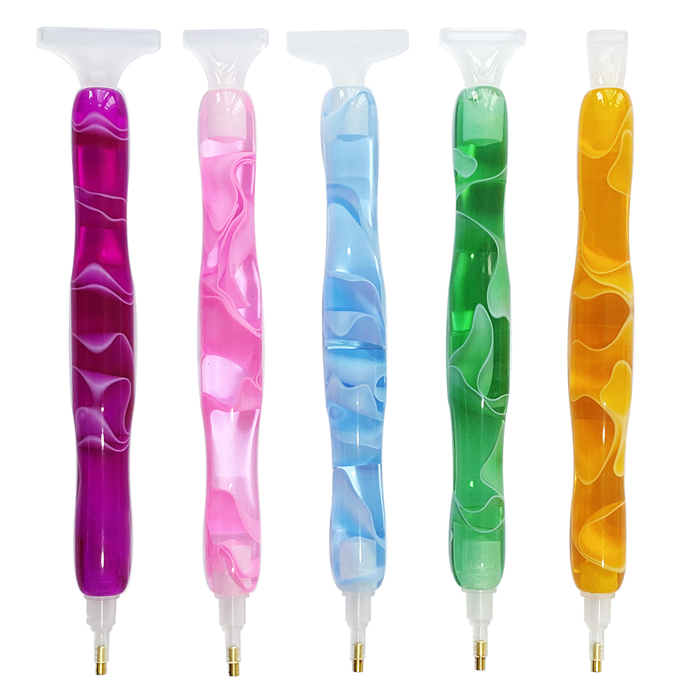 Resin Craft Kit - Farbiger Harz-Diamantmalstift mit 5 Ersatzspitzen, Diamantkunst-Stiftset,