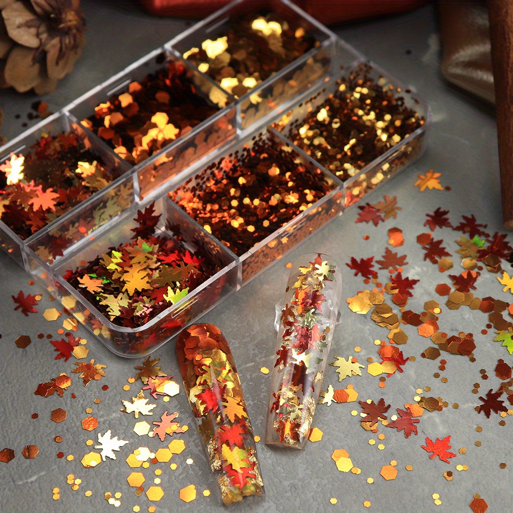 6er-Set Herbst-Nagelglitzer-Fl – Gold Foil Flakes Bewertung und Preis