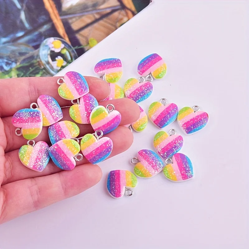 10 Stück bunte Herz-Harz-Anhän – Resin Crafts Diy Bewertung und Preis