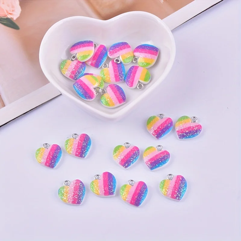 10 Stück bunte Herz-Harz-Anhän – Resin Crafts Diy Bewertung und Preis