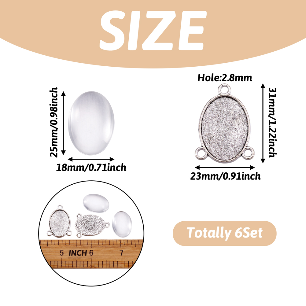 6 Sets ovale Legierungsanhänge – Bezels Set Pendant Bewertung und Preis