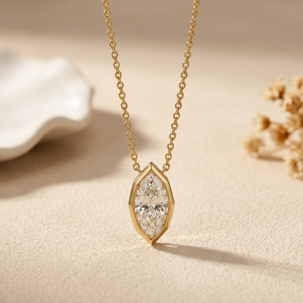 EWYA 3CT Marquise-Schliff Mois – Bezels Set Pendant Bewertung und Preis